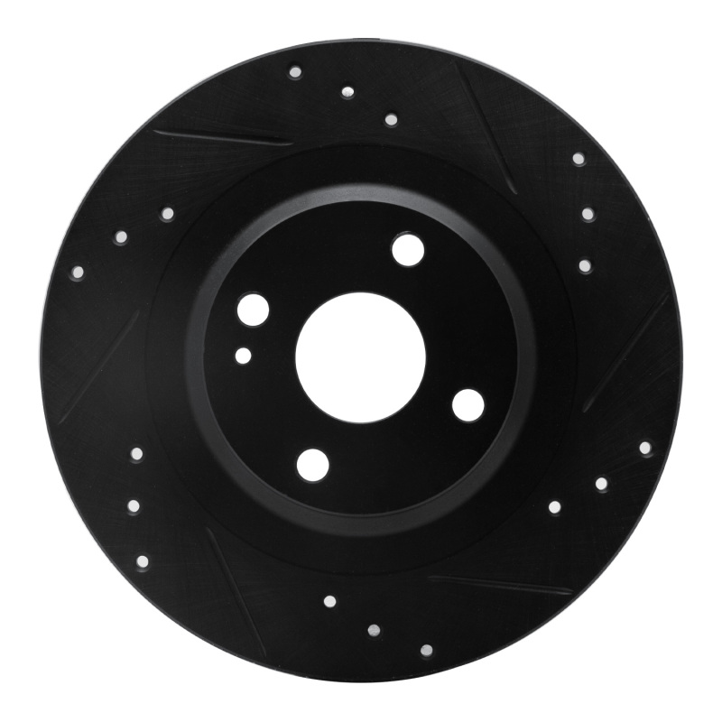 Fiat 124 Spider Brake Rotor (1) - Rear Right - R1 Concepts - Drilled & Slotted - Black - `16-`25
